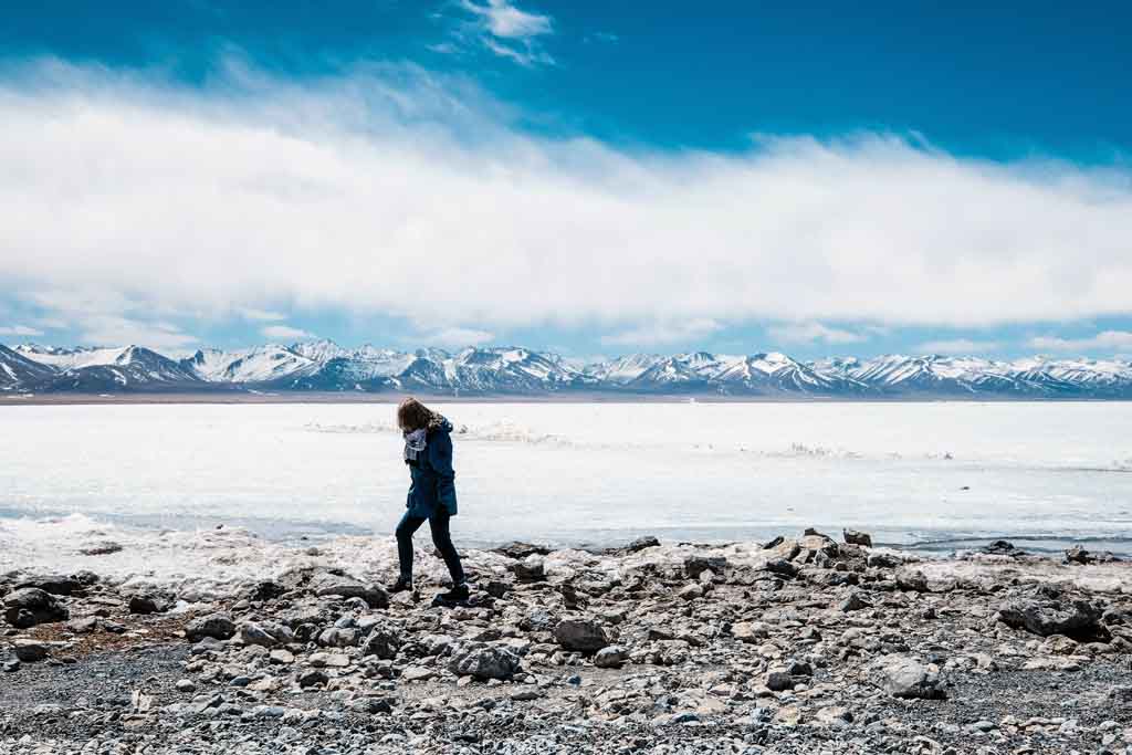 China Reiseziele in der Natur Namtso See Winter Landschaft