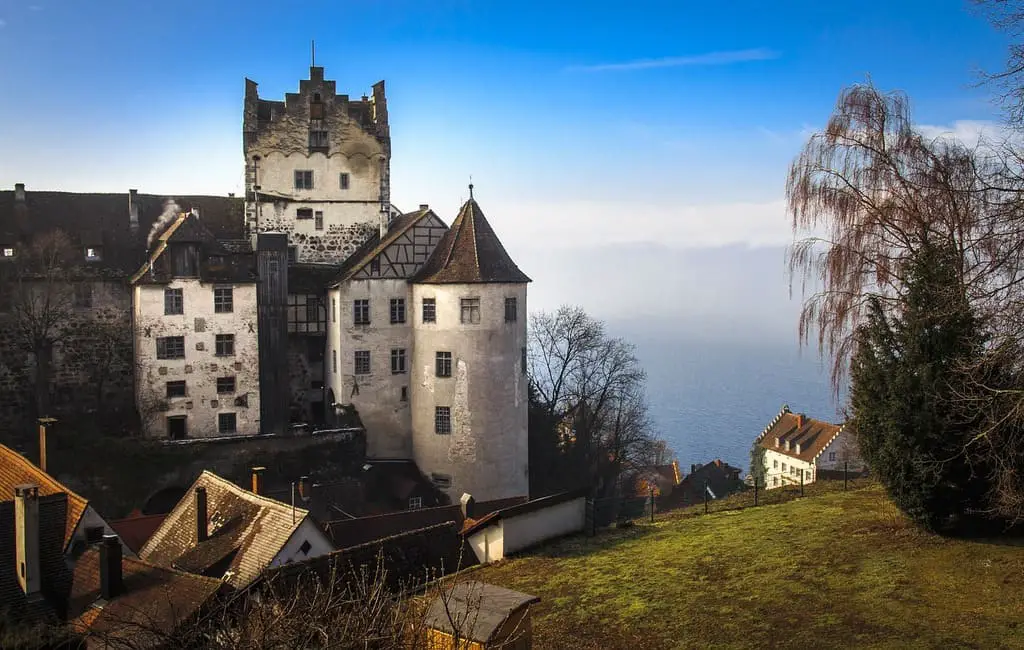 Blick von Burg Meersburg auf den Bodensee